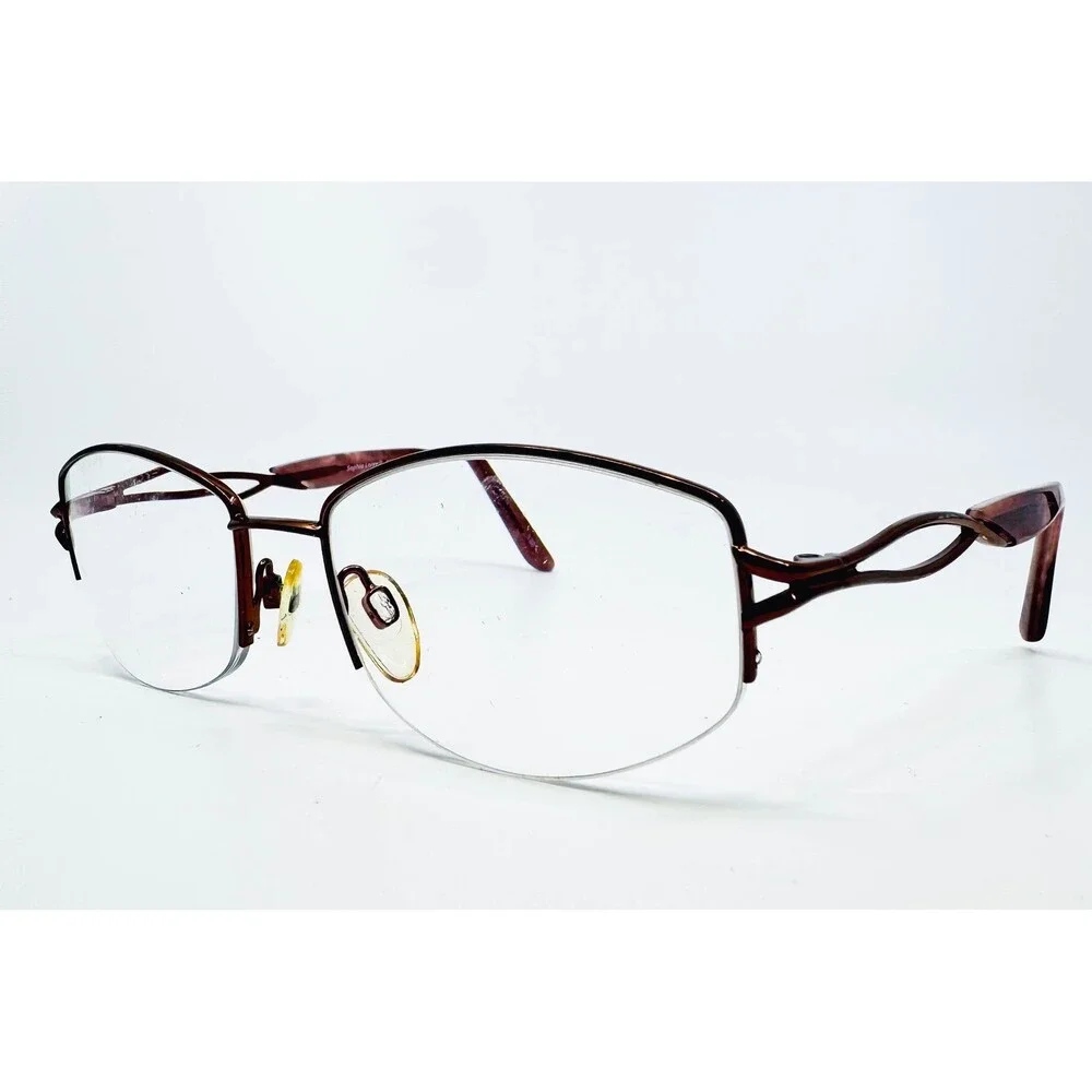 Sophia Loren Zyloware Eyeglasses Womens Brown Semi Rimless M210 52-17-135